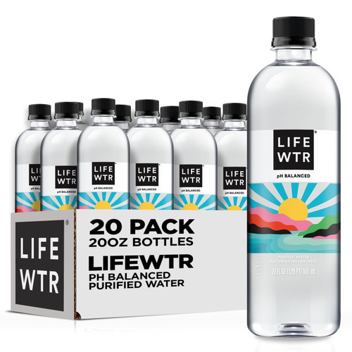 (20 Pack) Lifewtr Premium Purified Bottled Water, Ph Balanced With Electrolytes For Taste, 20 Oz Bottles (packaging May Vary)