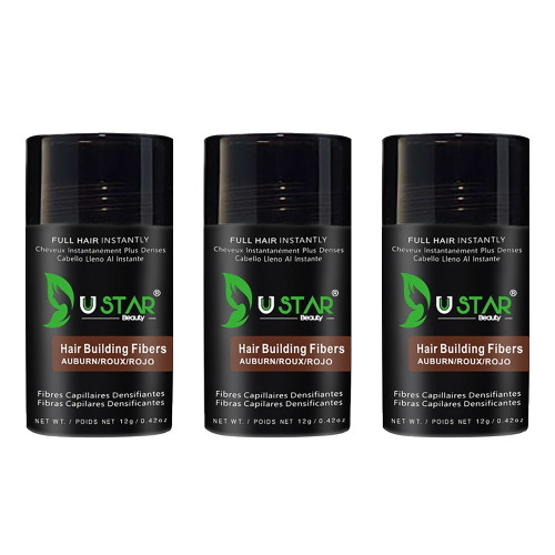 3 Pack - Ustar Hair Building Fiber Auburn 0.42 Oz/12 G