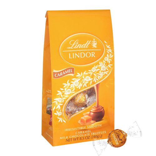 Lindt Lindor Caramel Milk Chocolate Truffles, Milk Chocolate Candy With Smooth, Melting Truffle Center, Great For Gift Giving, 8.5 Oz. Bag (6 Pack)