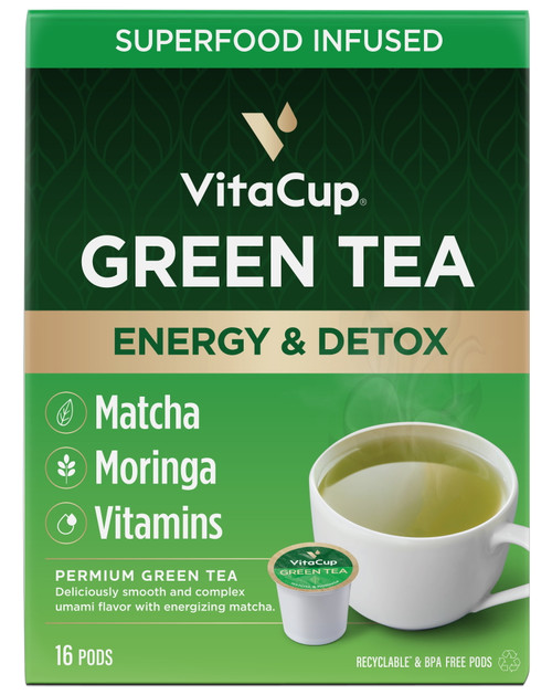 Vitacup Green Tea Pods For Single Serve Coffee Makers 16-count