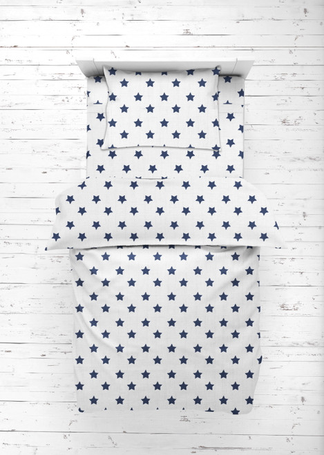 Bacati - Stars 100% Cotton Muslin Muslin 4-piece Toddler Bedding Set, Navy