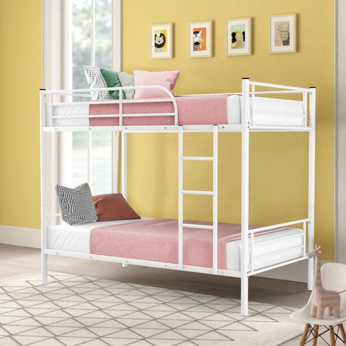 Metal Bunk Beds, Dfito Modern Twin Over Twin Bunk Beds With Safety Guard Rails And 1 Side Ladders,separate Into 2 Twin Beds, Twin Bed Frame No Box Spring Needed For Office Dorm/school/home,white,dj60
