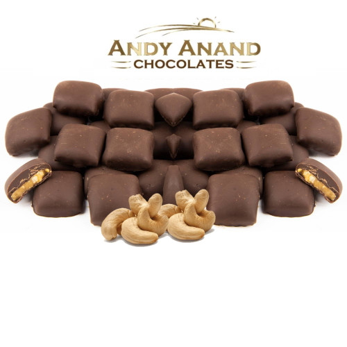 Andy Anand Sugar Free Milk Chocolate Cashew Praline Gift Box 1 Lbs & Greeting Card, Valentine Mothers Fathers Day Birthday Wedding Christmas Anniversary