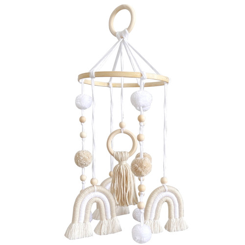 Felt Crib Mobile Cloud | Baby Crib Mobile For Girls Rainbow | Crib Mobile Felt Balls, Crib Nursery Mobile Star Ball Rainbow For Baby Boys And Girls, Boho Nursery Decor