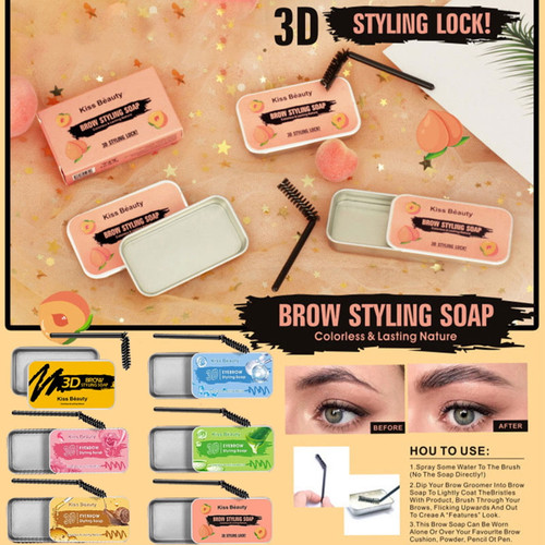 Gwong 10g Eyebrow Soap Waterproof Persistent Effect Transparent Eyebrow Peach Styling Wax Makeup Cream For Female