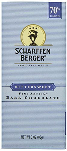 Scharffen Berger 70% Cacao Bittersweet Dark Chocolate Bar, 3 Ounce