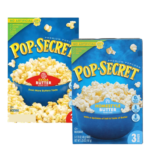 Pop Secret Microwavable Popcorn, Extra Butter And Homestyle Butter Flavor Made With Non-gmo Corn 0g Transfat Popped Corn Great For Movie Nights Snacks With Family 3 Bags/box Pack Of 2 Total Of 6 Bags