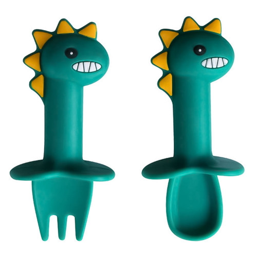 Hemoton 1 Set Silicone Spoons And Forks Baby Dinning Training Tableware For Kid