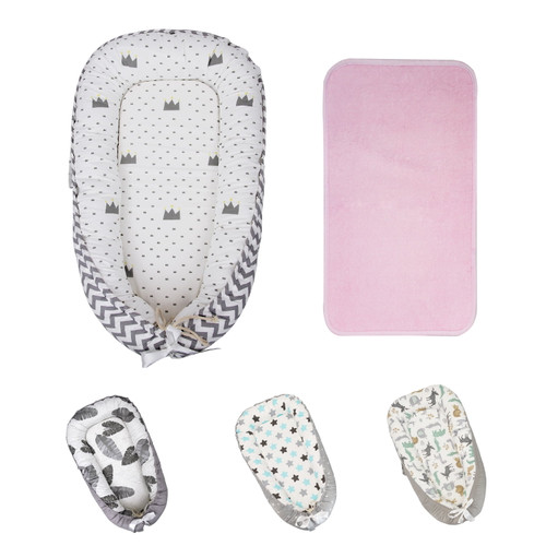 Portable Baby Lounger Nest For Newborn With Waterproof Diaper Changing Pad, Breathable Cotton Newborn Mattress For Crib & Bassinet (crown)