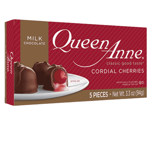 Queen Anne Milk Chocolate Covered Cordial Cherries 3.3oz. - Cherry Enrobed With Smooth Milk Chocolate For Snacks Dessert Halloween Trick Or Treat Basket Stuffers Christmas Gift & Party Favor 6 Packs