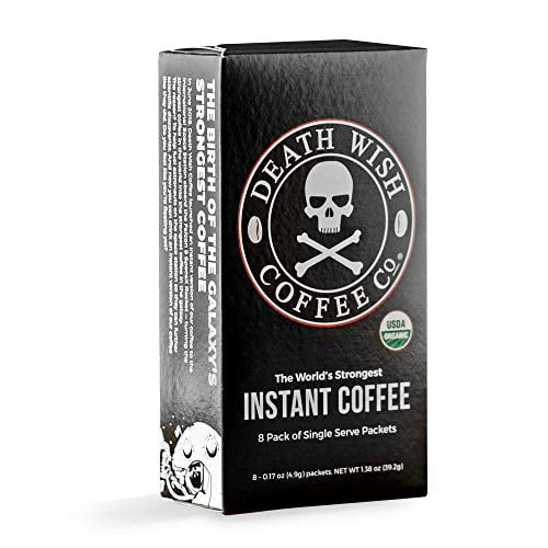 Death Wish Coffee Strong Instant Coffee Packets - Instant Coffee Organic Powder [8 Packs Of Single-serve Packets | 4.9 G | 300mg Of Caffeine] The World's Strongest Coffee, Usda Certified Org