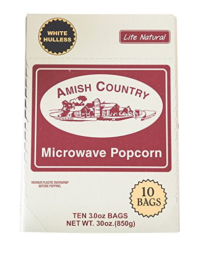 Amish Country Popcorn | Old Fashioned Microwave Popcorn | 10 Bags Lite Natural |