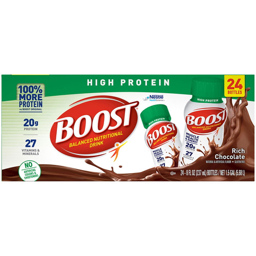 Boost High Protein,nutritional Drink, Rich Chocolate, 24 Pk, 8 Oz