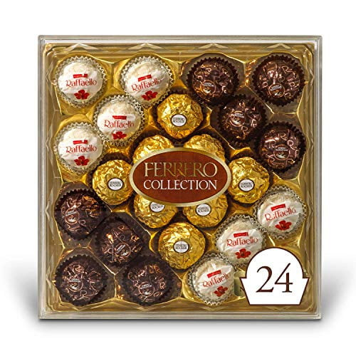 Ferrero Rocher Fine Hazelnut Milk Chocolate And Coconut Assorted Confections, Perfect Valentine's Day Gift, 24 Count In A Diamond Gift Box