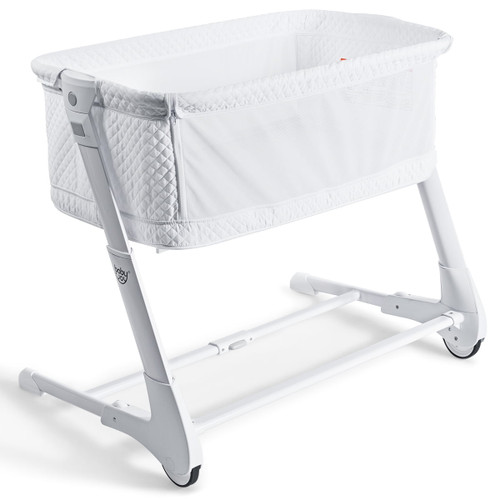 Babyjoy Baby Side Bassinet Bedside Sleeper Washable Mattress Height Adjustable White