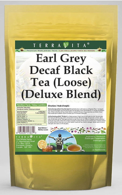 Terravita Earl Grey Decaf Black Tea (deluxe Blend), (earl Grey Decaf,loose Leaf Black Tea, 8 Oz, 1-pack, Zin: 531201)
