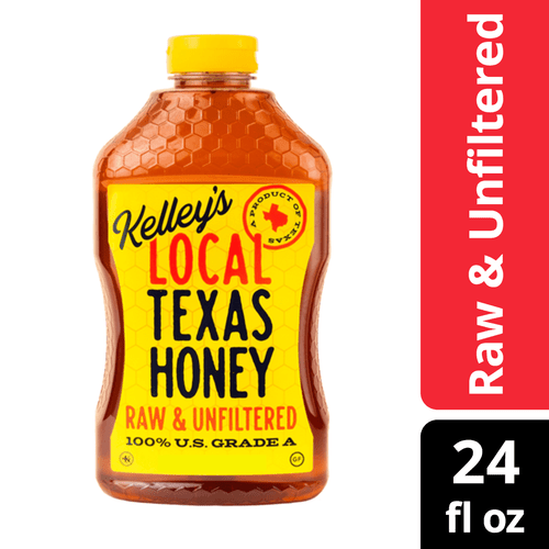 Kelley's Local Texas Honey 100% Pure Grade A, Raw And Unfiltered Honey, 24 Oz