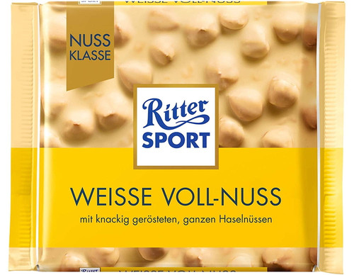 Ritter Sport White Whole Hazelnuts Chocolate Bar Candy Original German Chocolate 100g/3.52oz