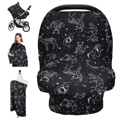 Nursing Cover Carseat Canopy, Rquite Car Seat Covers For Babies Mom Breastfeeding Scarf Infant Multi Use Cover Ups