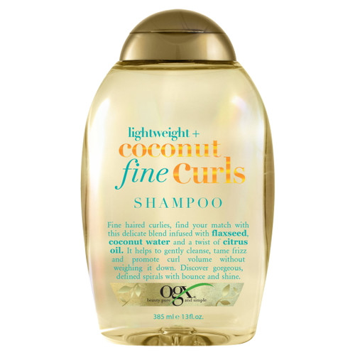 Ogx Lightweight + Coconut Fine Curls Moisturizing Daily Shampoo With Flaxseed & Citrus Oil, 13 Fl Oz
