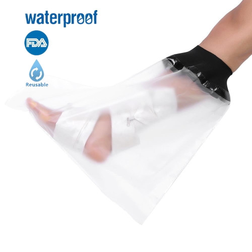 Chiciris Waterproof Foot Cast Wound Cover Protector For Shower Bath, Watertight Cast Bag Covers For Broken Surgery Foot, Ankle Wound And Burns Adult 100% Reusable