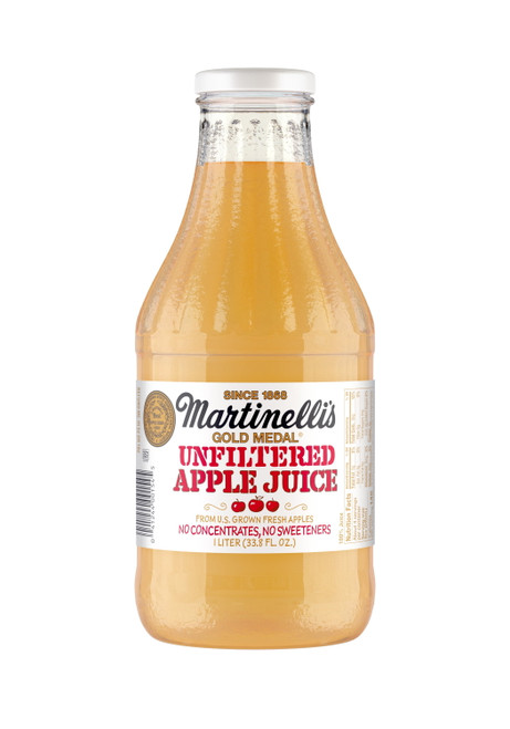 Martinelli's Unfiltered Gold Medal Apple Juice 100% With Pure Apple Juice, 33.8oz, 1l