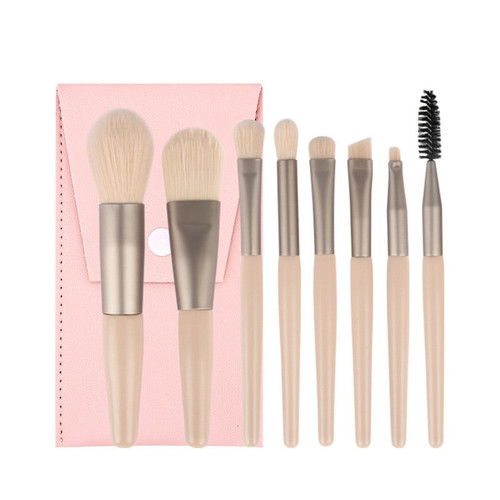 Bsroluna 8pcs Pink Professional Makeup Brushes With Cute Cosmetic Bag Mini Portable Makeup Brush Set For Women
