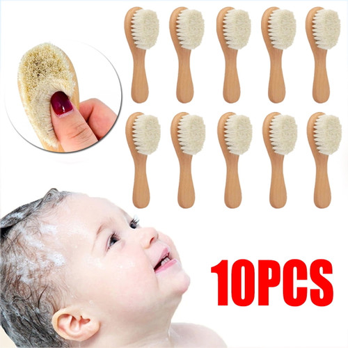 1/2/4/6/8/10/12/14/16/18/20pieces Newborn And Toddler Wooden Bristle Brush With Wooden Handle And Extra Soft Goat Bristle For Newborns And Toddlers