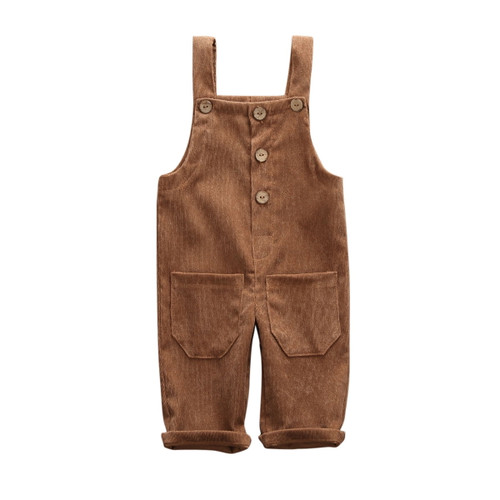 Toddler Baby Girl Boy Corduroy Overall Solid Bib Pants Trousers With Pocket
