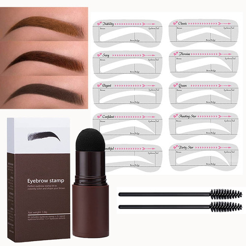 Yeacher Eyebrow Stamp Stencil Kit One Step Brow Stamp Shaping Kit Stamp On Eyebrows Waterproof Eyebrow Definer Tools Long Lasting Eyebrow Stamp With 10 Reusable Eyebrow Stencils