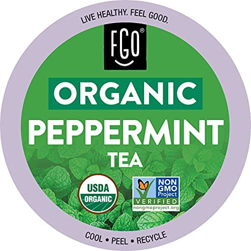Organic Peppermint Tea K-cup Pods | 24 Pods | Keurig Compatible | By Fgo