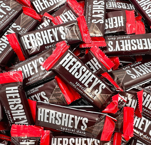 Hershey's Special Dark Mildly Sweet Chocolate Candy Bars Snack Size, Bulk 5 Pounds Bag