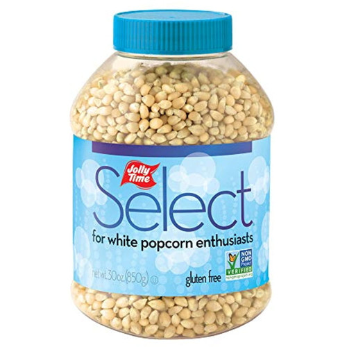 Jolly Time Select Popcorn Kernels – Gourmet White Popping Corn, 30 Ounce Bulk Jars For Air Popper Machine Or Stovetop (pack Of 6)