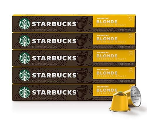 Starbucks By Nespresso, Blonde Roast Espresso (10 Count (pack Of 5) Single Serve Capsules, Compatible With Nespresso Original Line System)
