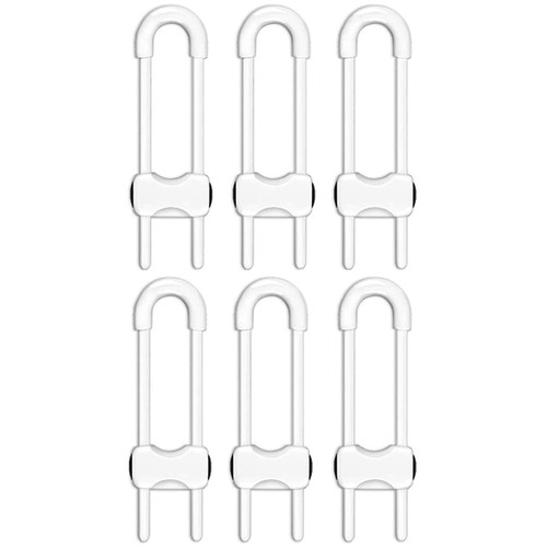 Atopoler 6pcs Sliding Cabinet Child Safety Locks - Baby Proofing Cabinet Lock Cupboard Latches For Kids On Closet Door Knobs Handles Pulls No Drill