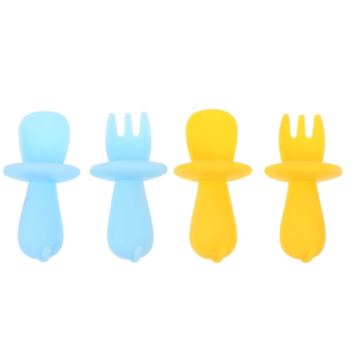 Hemoton 2pcs Baby Forks And 2 Spoons Baby Toddler Infant Eating Learning Tableware