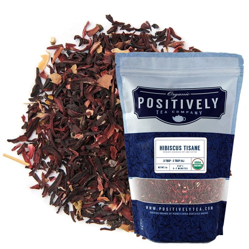 Positively Tea Organic Hibiscus Tisane, Herbal Loose Leaf Tea, 16 Oz