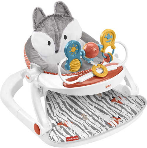 Premium Sit-me-up Floor Seat With Toy Tray - Peek-a-boo Fox Portable Baby Chair With Snack Tray And Toys