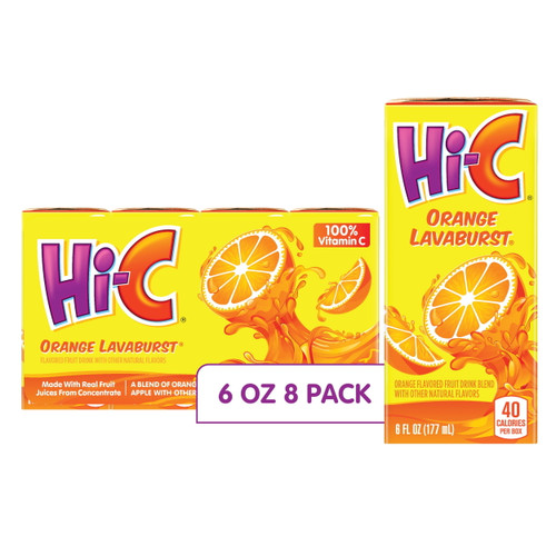 Hi-c Orange Lavaburst Cartons, 6 Fl Oz, 8 Pack