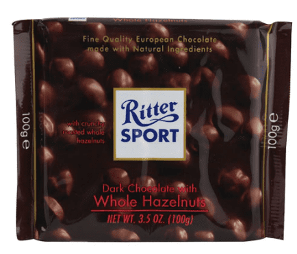 Ritter Sport Chocolate Dark Chocolate With Whole Hazelnuts 3.5 Oz