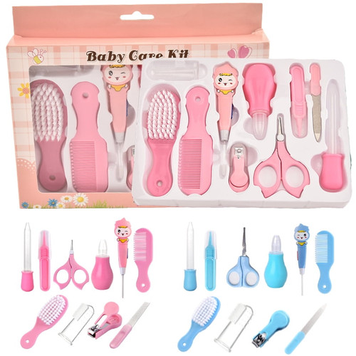 Lnkoo 10pcs/set Baby Health Care Kit,portable Newborn Infant Nursery Set Kids Grooming Kit Baby Nail Clipper Brush Comb Cleaning Sets ,baby Nail Scissors, Nail Clipper(random Color)