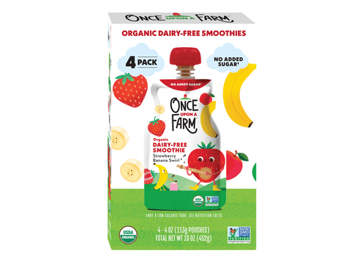 Once Upon A Farm Strawberry Banana Swirl Organic Dairy-free Kids Smoothie Pouch, 4ct/4oz