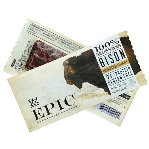 Epic Bar Grassfed Ucrd Bison Bacon Cranberry Pack Of 12