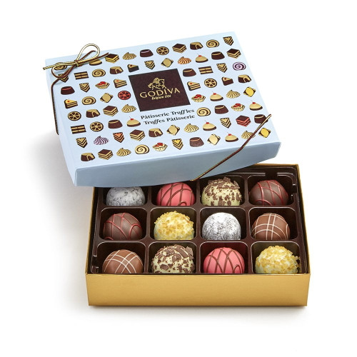 Godiva Chocolatier Assorted Chocolate Truffles Gift Box, Patisserie Dessert Truffles, 12 Pc.