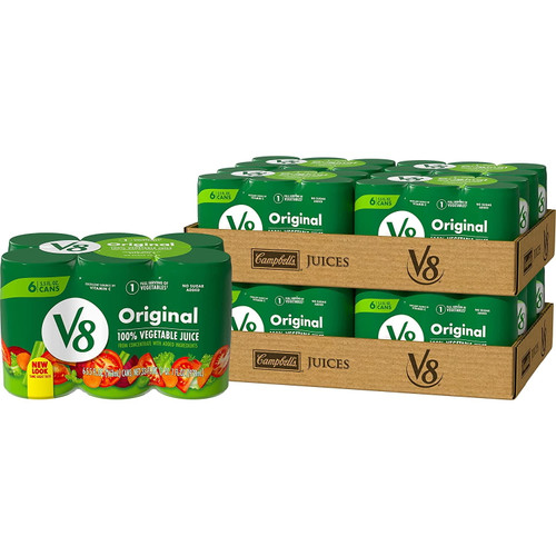 V8 Original 100% Vegetable Juice, Vegetable Blend With Tomato Juice, 5.5 Fl Oz Can (8 Packs Of 6 Cans)