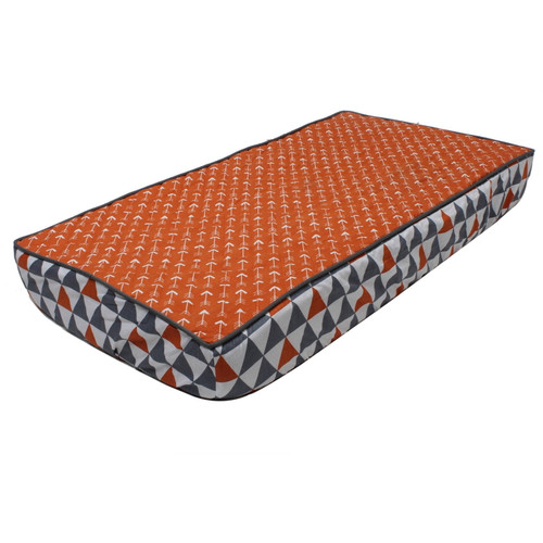 Bacati - Playful Foxs Orange Arrows Quilted Top 100% Cotton Percale With Polyester Batting With Triangles Gussett Diaper Changing Pad Cover, Orange Arrows/triangles