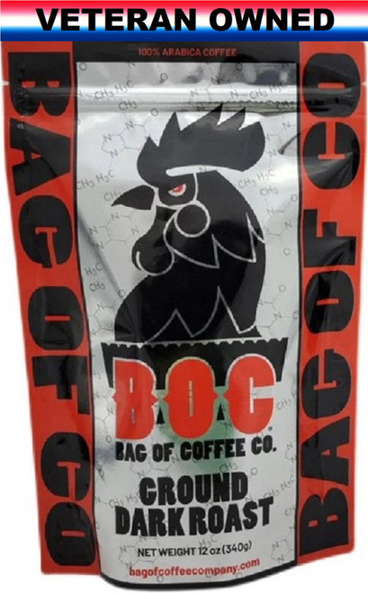 Bag Of Coffee Company, Dark Arabica Ground Coffee, Coffee Ground Dark Roast, Organic, Dark Espresso Ground Coffee, Ground Coffee In Bags, 12 Ounce Bag