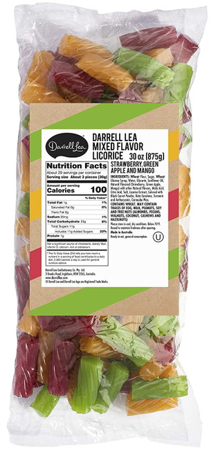 Darrell Lea Mixed Flavor Soft Australian Made Licorice 1.925 Lb Bulk Bag - Non-gmo, Palm Oil Free, No Hfcs, Vegan-friendly & Kosher | Made In Small Batches With Ethically-sourced, Quality Ingredients