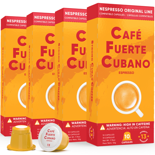 Cafe Fuerte Cubano, Espresso Pods, Nespresso Capsules Compatible With Originalline Machines, Intensity 13 (40 Count)