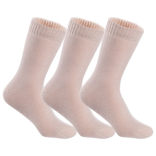 Lian Lifestyle Fantastic Children's 3 Pairs Wool Crew Socks Super Comfortable, Soft, And Durable Lk0601 Size 6y-8y Beige